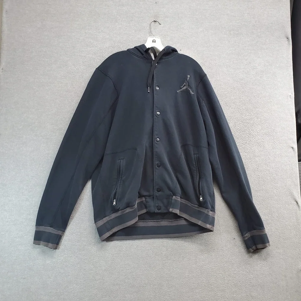 Air Jordan Men Jacket XL Black Varsity Hoodie Logo Jumpman Embroidered READ